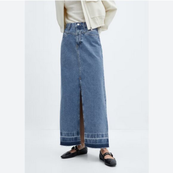 Mango maxi denim skirt with freyed hem - Picture 2 of 3